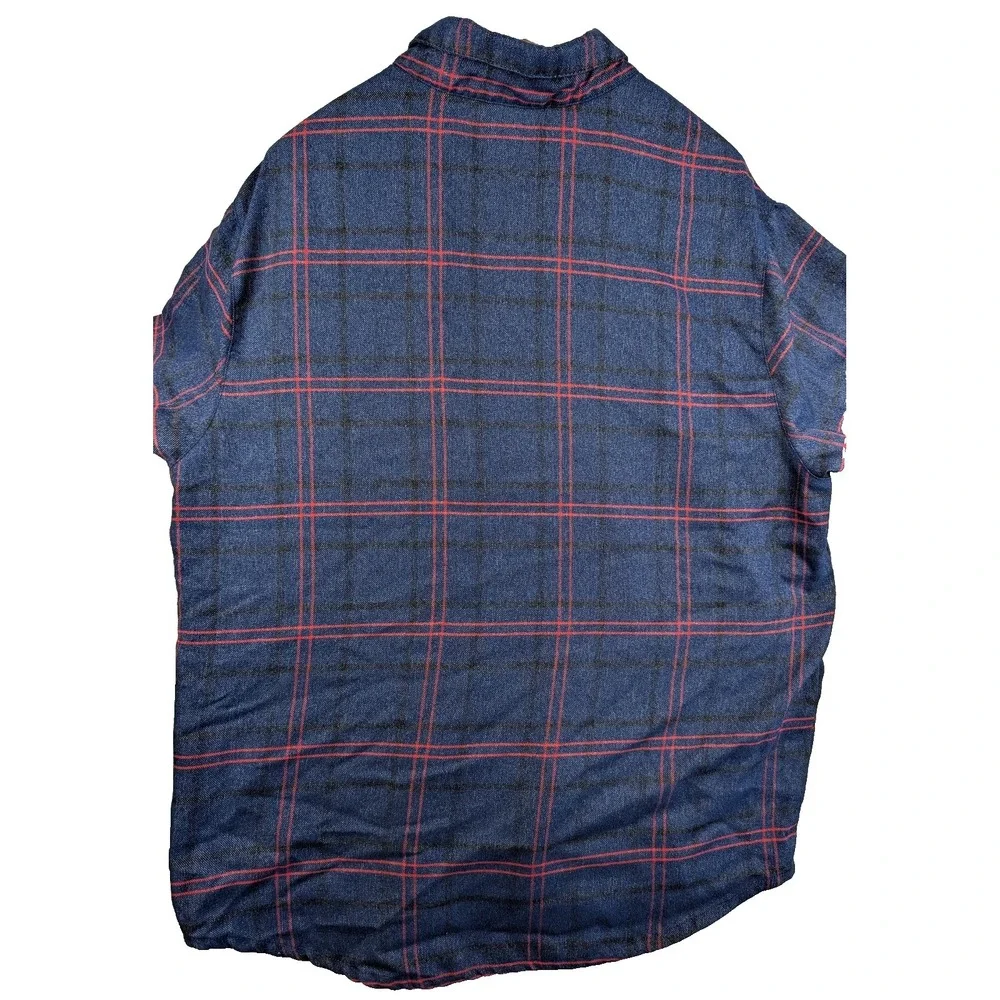 Vintage Nike SB XL Skateboard Button Shirt Long Sleeve Red Blue Plaid Flannel